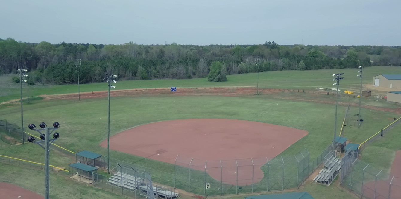 Aerial view of the baseball field in the City of Valley Grande.